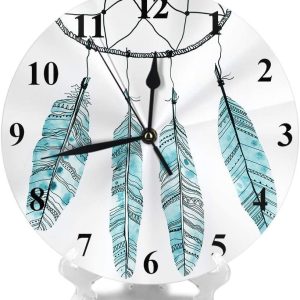 dream catcher watercolor feather native american indian tribal decorative wall clock 8173