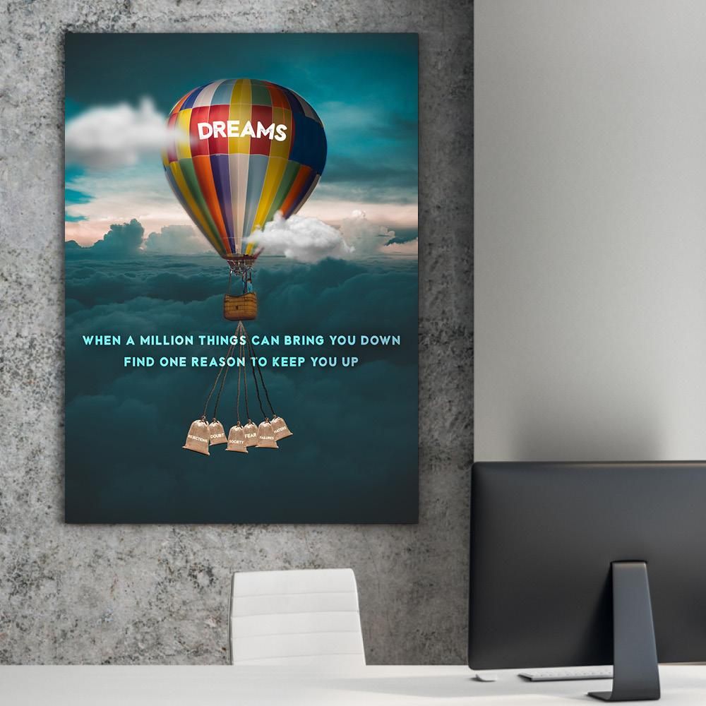 Dreams Balloon Motivational Positive Canvas Print - Wall Art Decor dreams balloon motivational positive canvas print wall art decor 8683