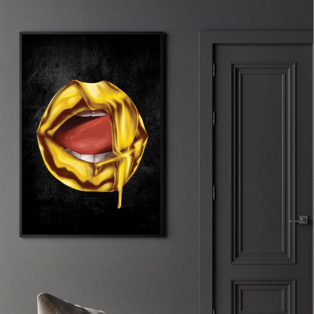 Dripping Gold Lips Motivational Positive Canvas Print - Wall Art Decor dripping gold lips motivational positive canvas print wall art decor 3961