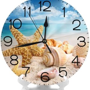 dujiea starfish seashell sea beach round wall clock 1851