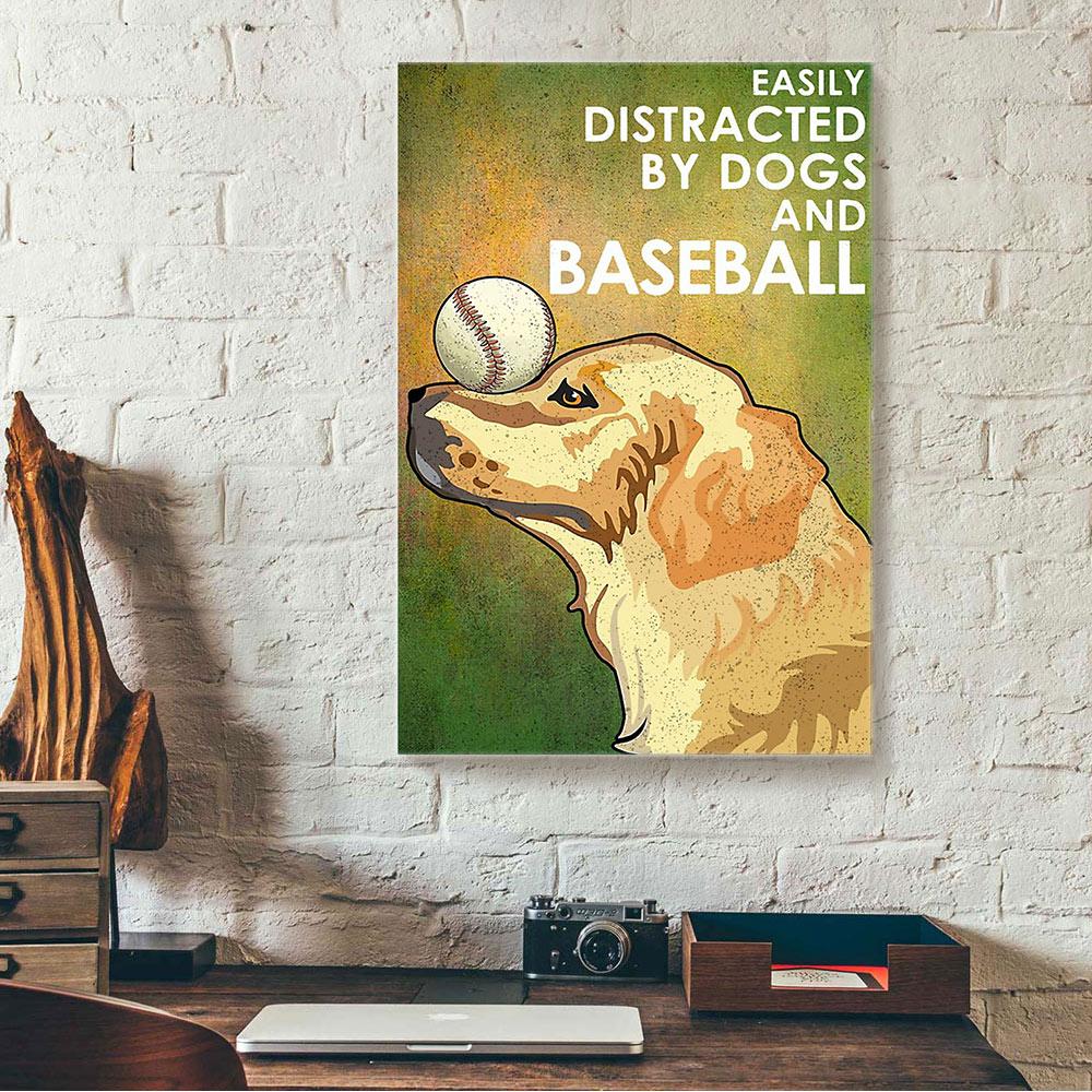 Easily Distracted Baseball Golden Retriever Canvas Prints - Wall Art Decor easily distracted baseball golden retriever canvas prints wall art decor 2145