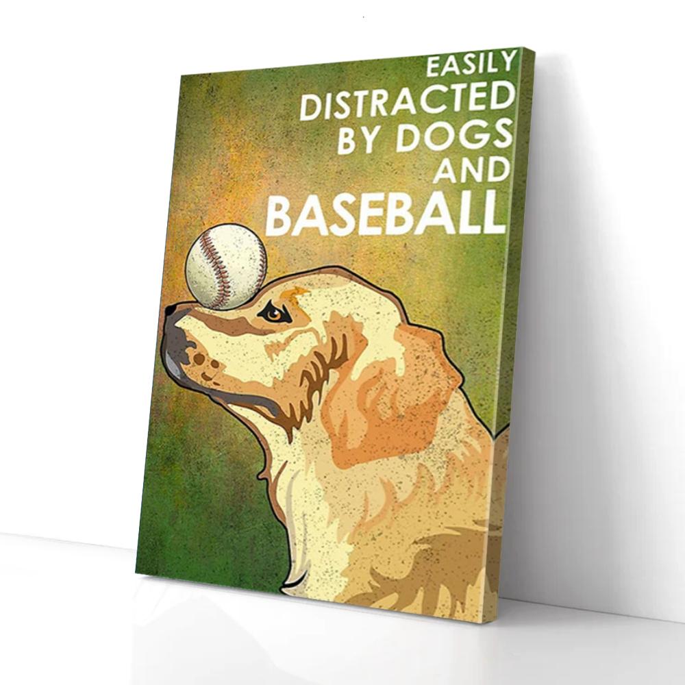 Easily Distracted Baseball Golden Retriever Canvas Prints - Wall Art Decor easily distracted baseball golden retriever canvas prints wall art decor 8480