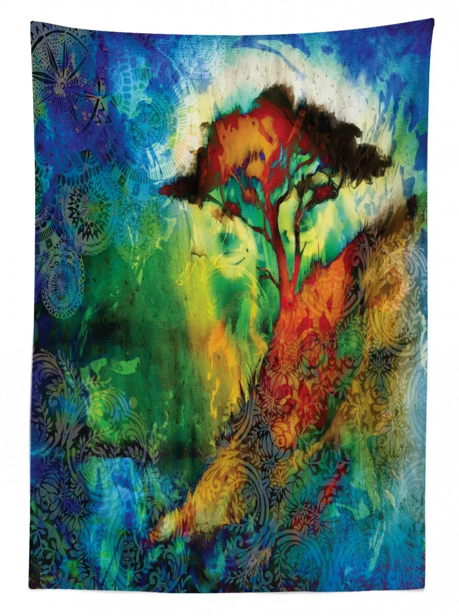 eastern grunge trees 3d printed tablecloth table decor 1142