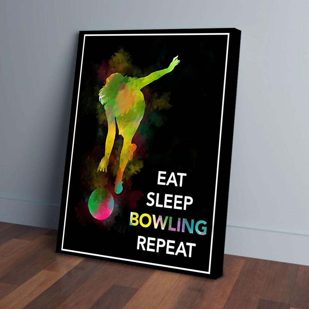 eat sleep bowling canvas prints wall art decor 2489