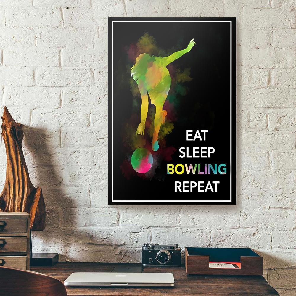 eat sleep bowling canvas prints wall art decor 6827