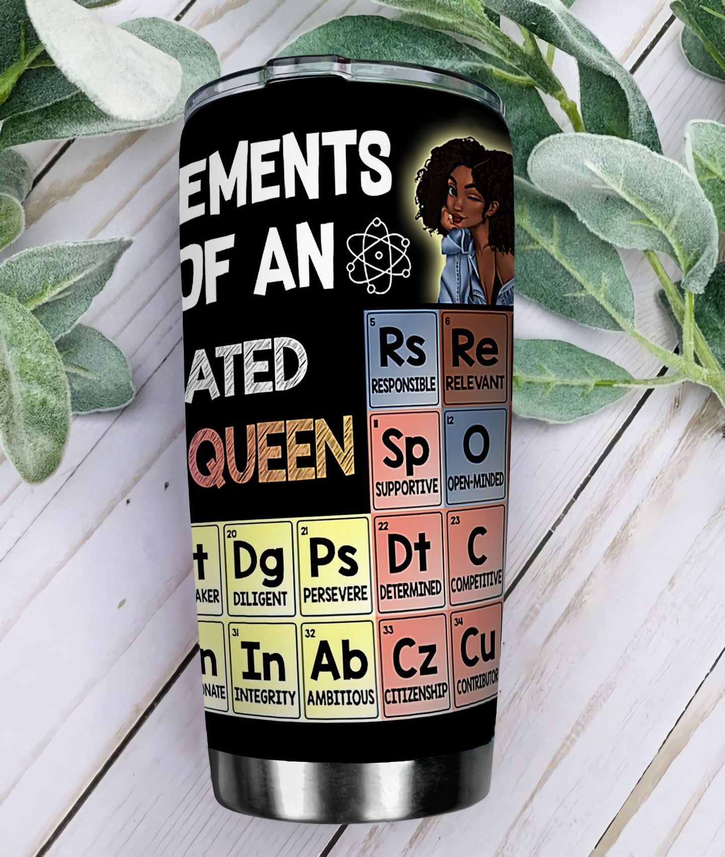 elements of an afro women stainless steel tumbler 5044