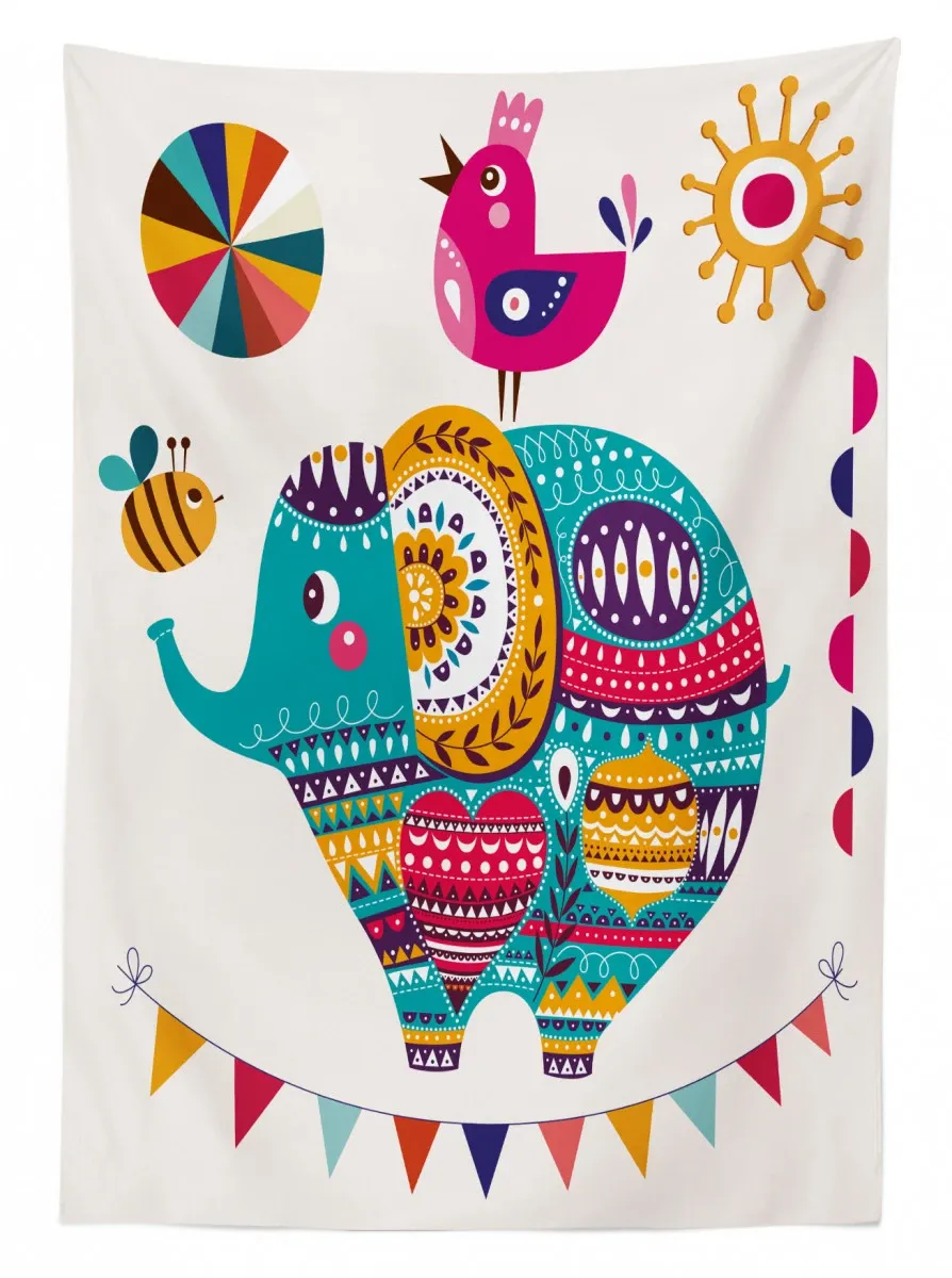 elephant bird bee art 3d printed tablecloth table decor 8047