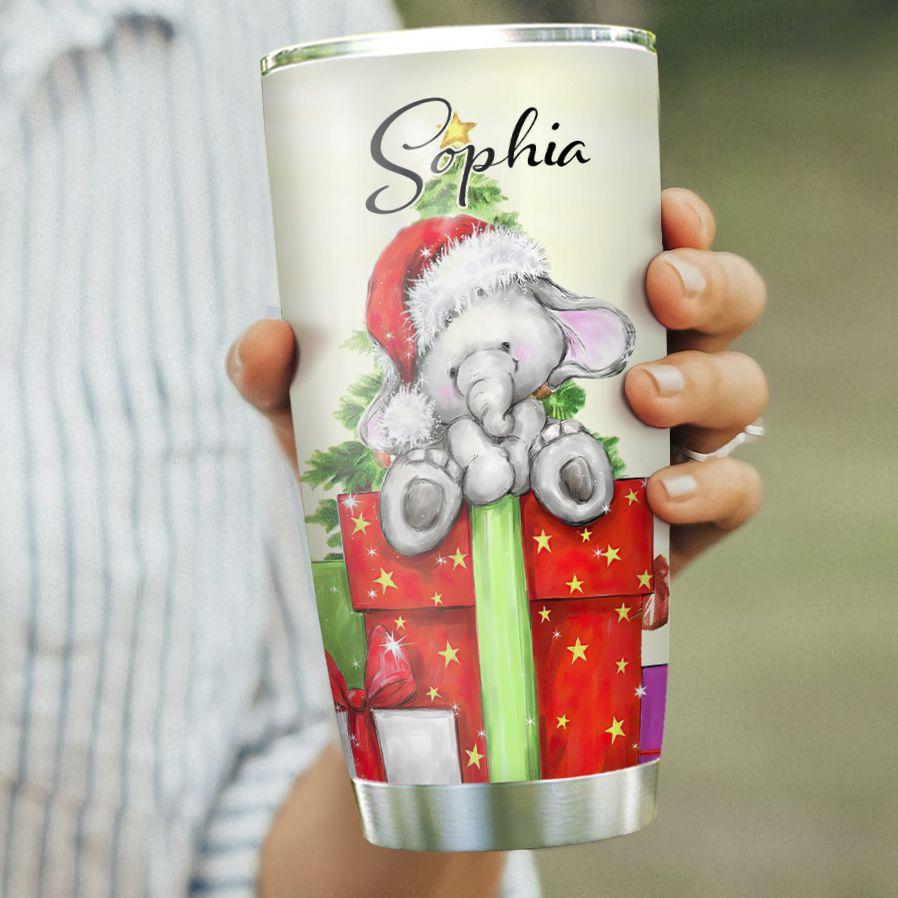 elephant christmas fact personalized stainless steel tumbler 4849
