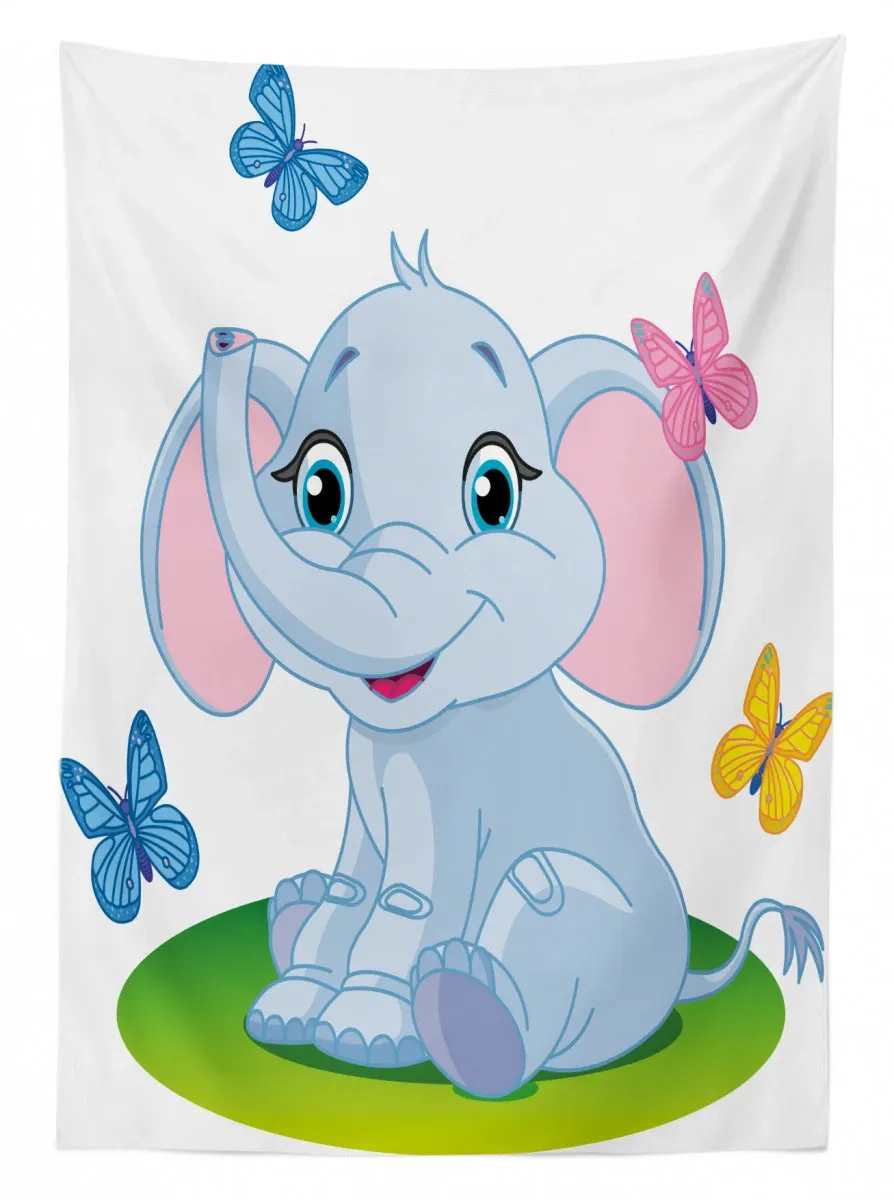 elephant on the meadow 3d printed tablecloth table decor 7761