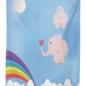 elephant rainbow sky 3d printed tablecloth table decor 5945