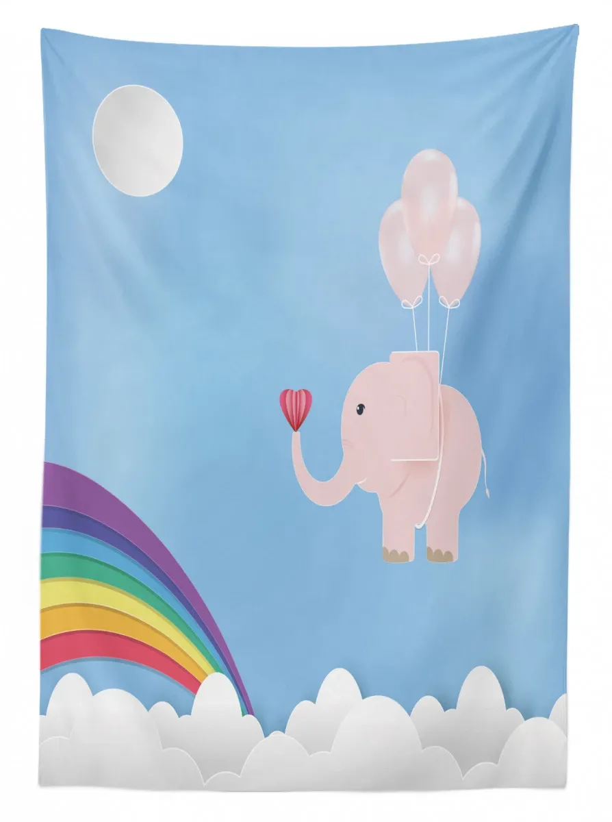 elephant rainbow sky 3d printed tablecloth table decor 5945
