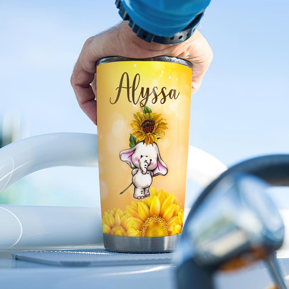 Elephant Sunflowers Personalized Stainless Steel Tumbler elephant sunflowers personalized stainless steel tumbler 6054
