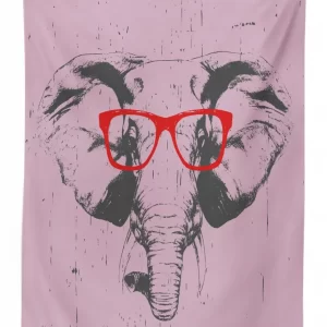 elephant with funny glasses 3d printed tablecloth table decor 2312