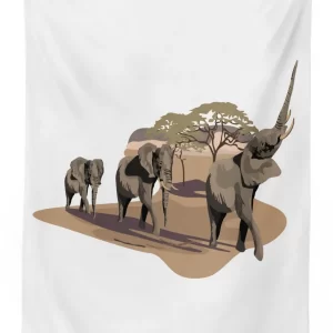 elephants on savannah 3d printed tablecloth table decor 8172