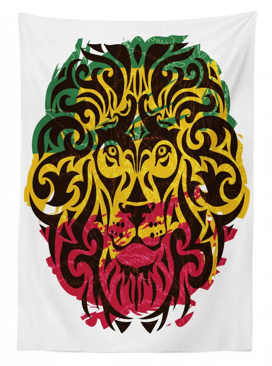 ethiopian wild lion head 3d printed tablecloth table decor 7501