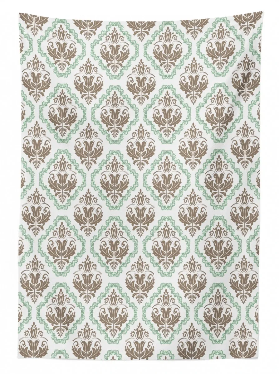 ethnic floral details swirls 3d printed tablecloth table decor 4353