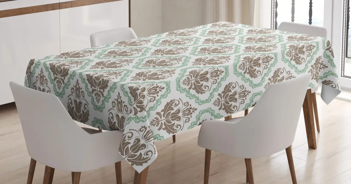 ethnic floral details swirls 3d printed tablecloth table decor 5835