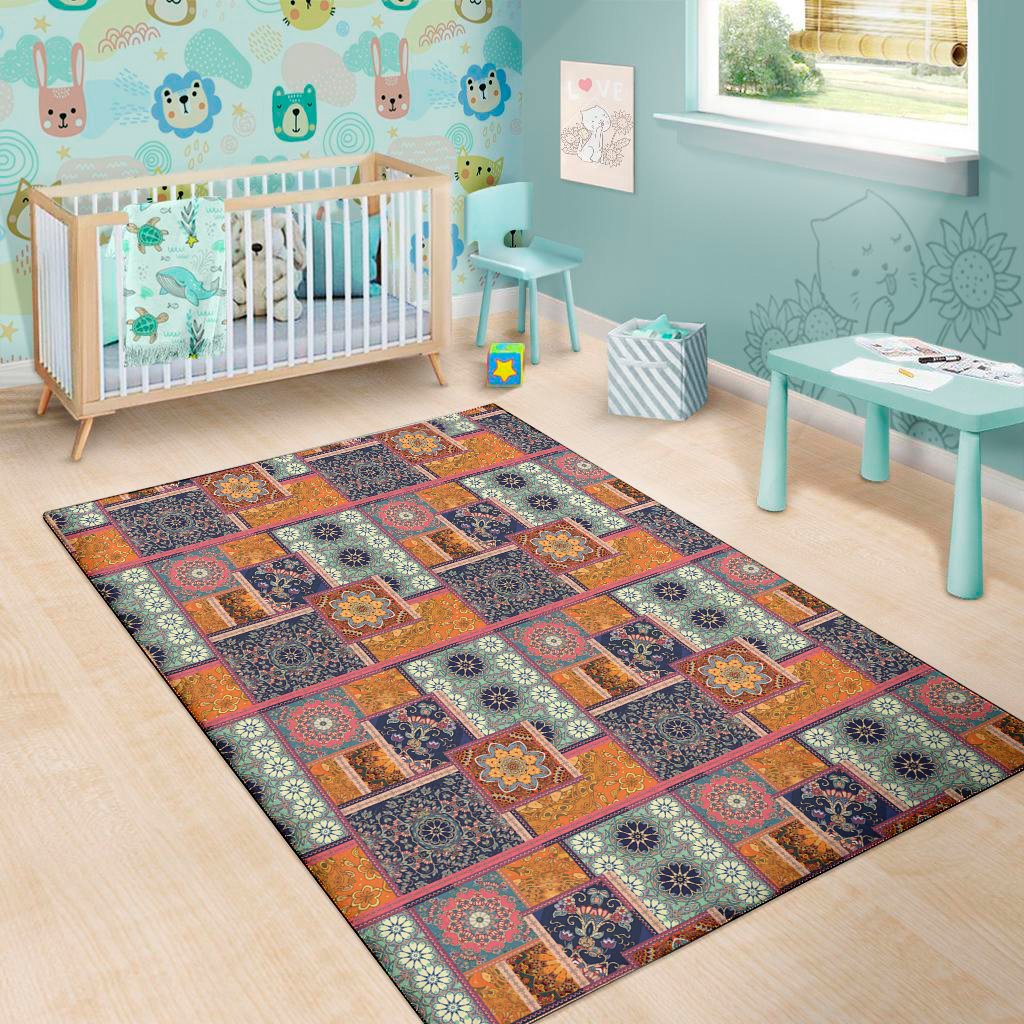 ethnic floral patchwork pattern print area rug floor decor 4813