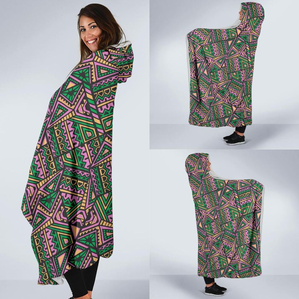 Ethnic Pink Print Pattern Hooded Blanket Cloak Blanket ethnic pink print pattern hooded blanket cloak blanket 5252