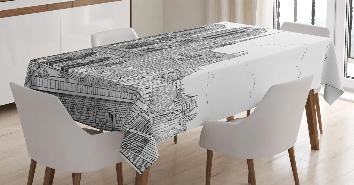 European Architecture 3D Printed Tablecloth Table Decor european architecture 3d printed tablecloth table decor 2883