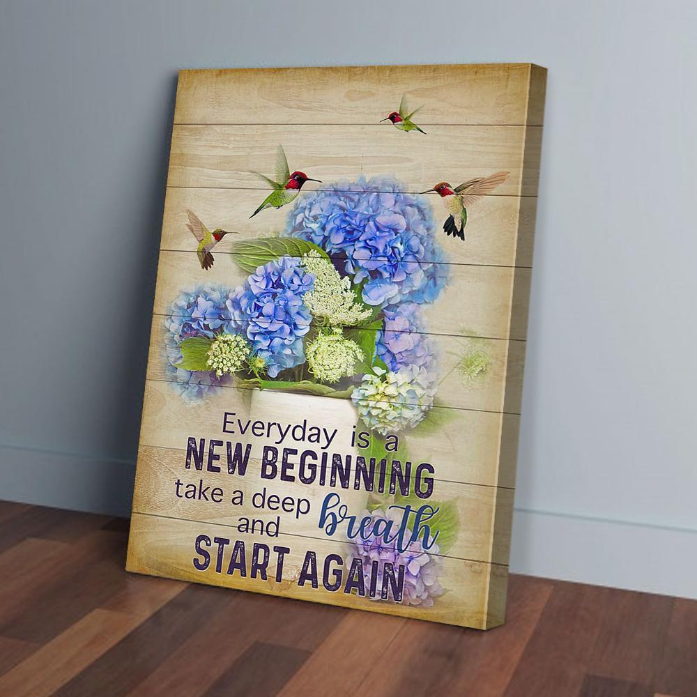 everyday is a new beginning hummingbird canvas prints wall art decor 2462