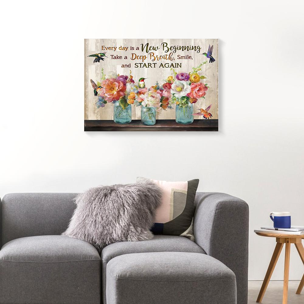 everyday is a new beginning hummingbird canvas prints wall art decor 5788