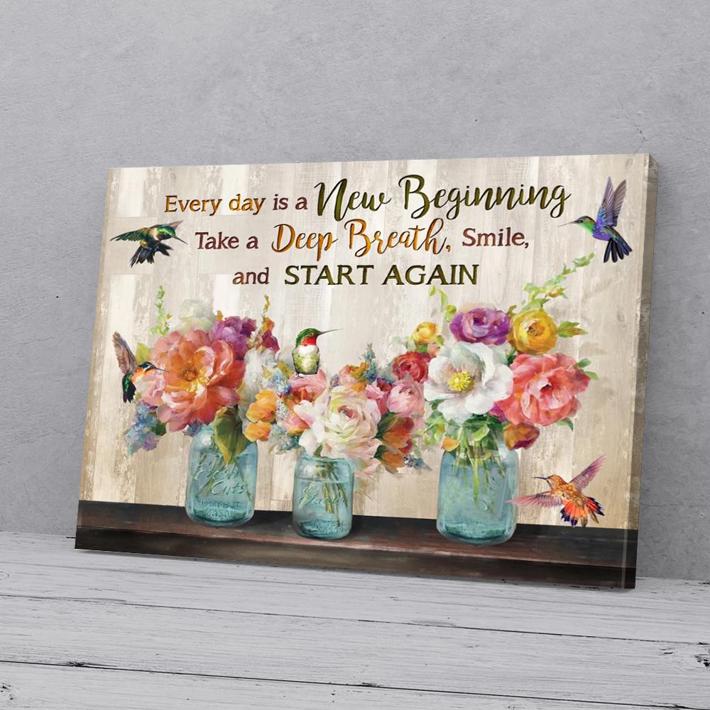 everyday is a new beginning hummingbird canvas prints wall art decor 7352