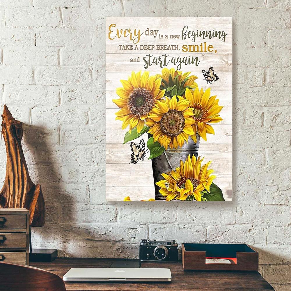 Everyday Is A New Beginning Sunflower Canvas Prints - Wall Art Decor everyday is a new beginning sunflower canvas prints wall art decor 3320