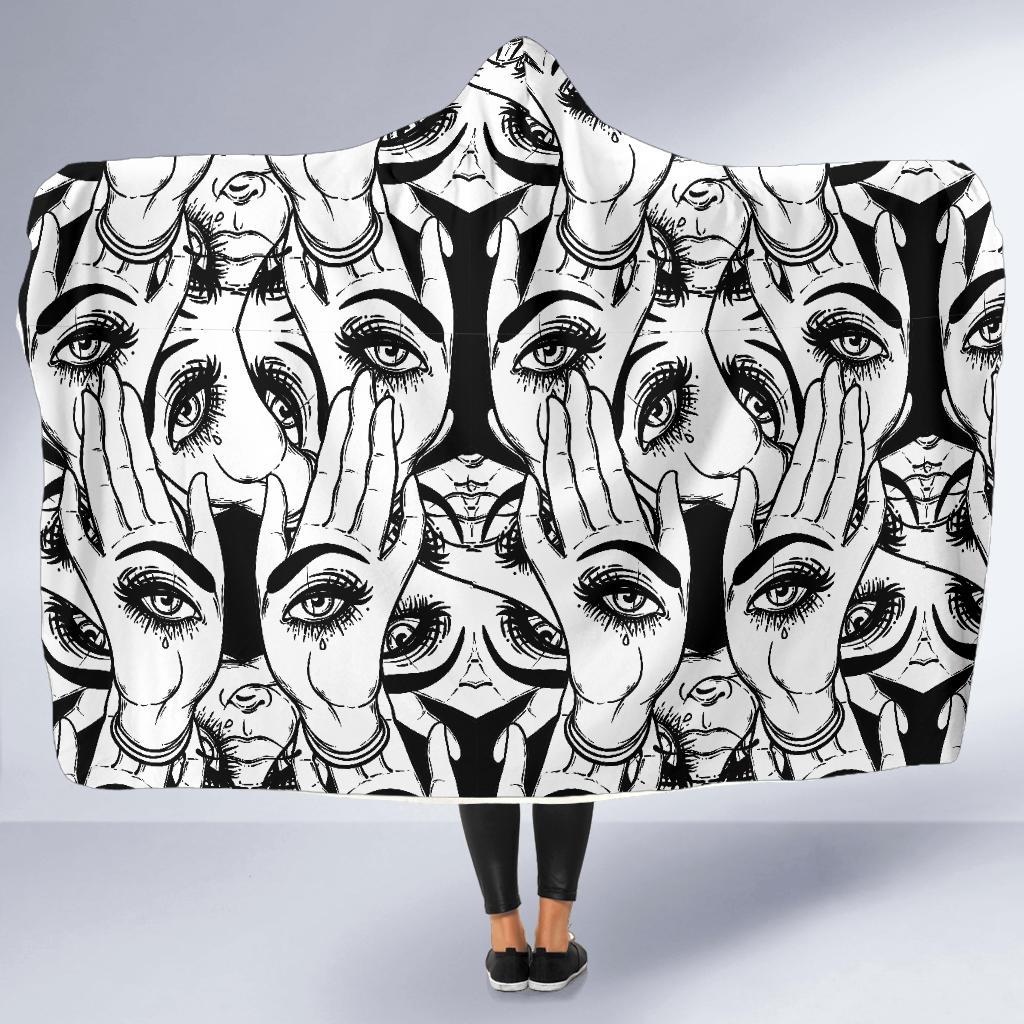 evil eye hamsa hand pattern print hooded blanket cloak blanket 2760