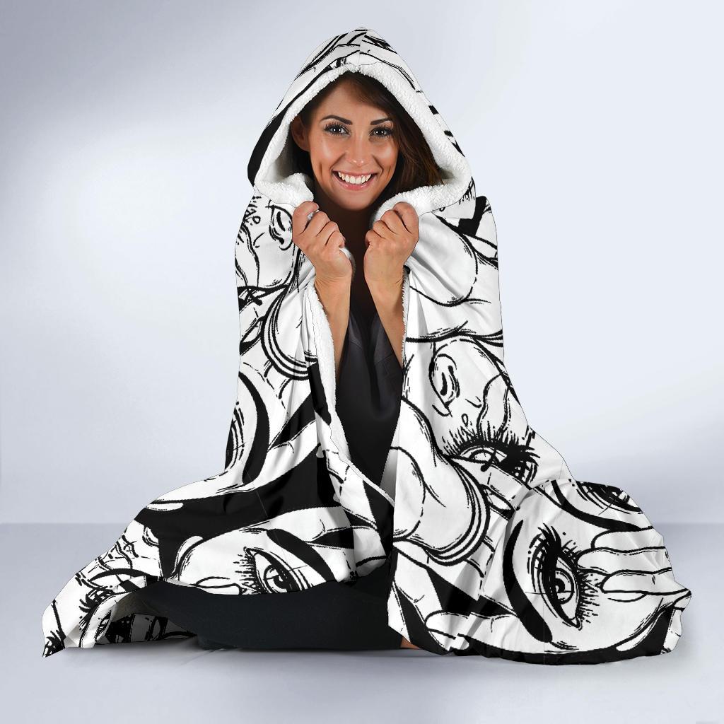 evil eye hamsa hand pattern print hooded blanket cloak blanket 3791