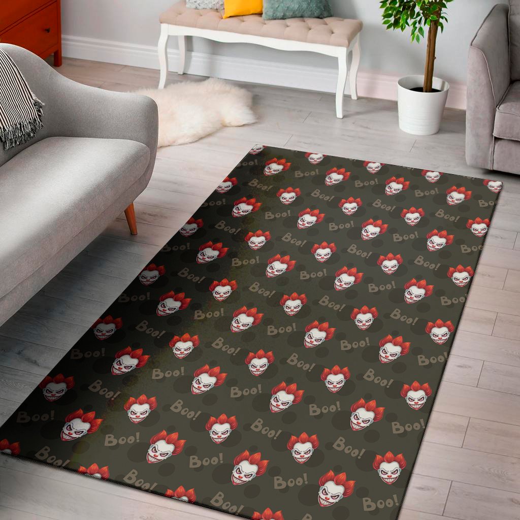 evil scary clown pattern print area rug floor decor 5046