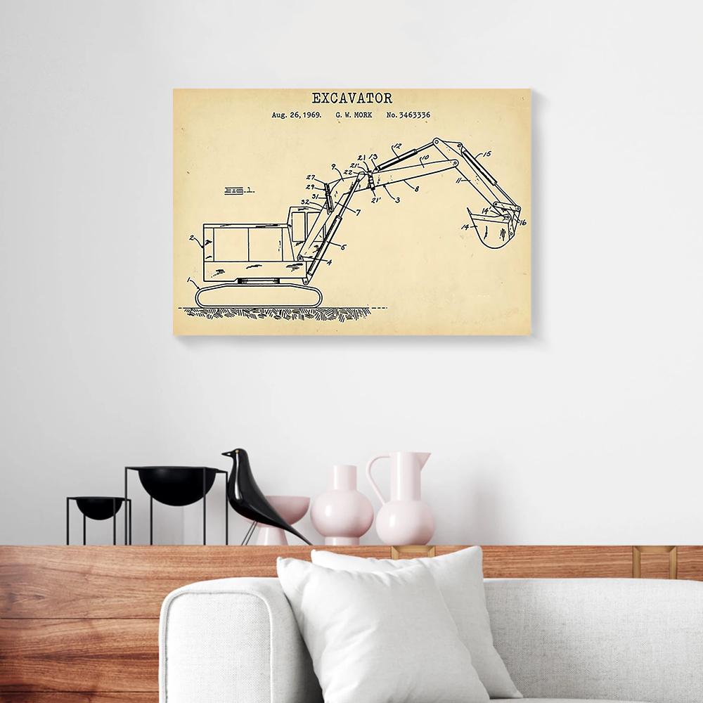 excavator canvas prints wall art decor 1797