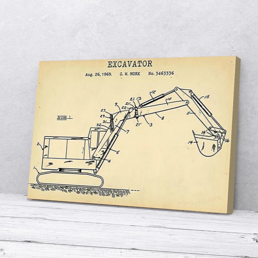 excavator canvas prints wall art decor 8914