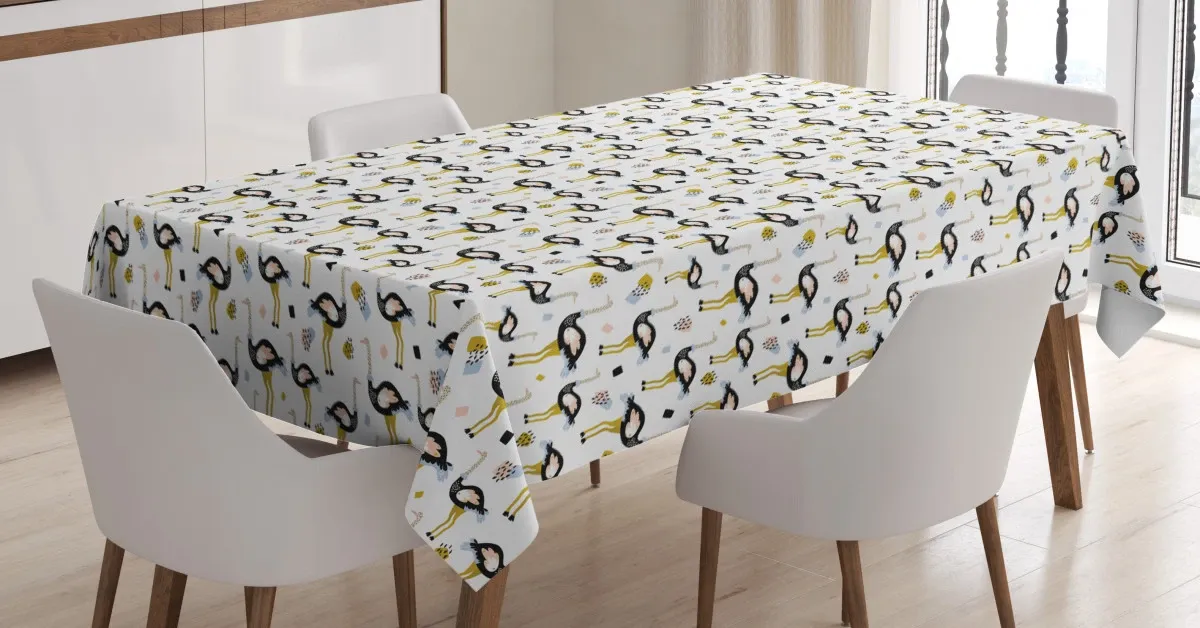 Exotic Birds In Doodle Art 3D Printed Tablecloth Table Decor