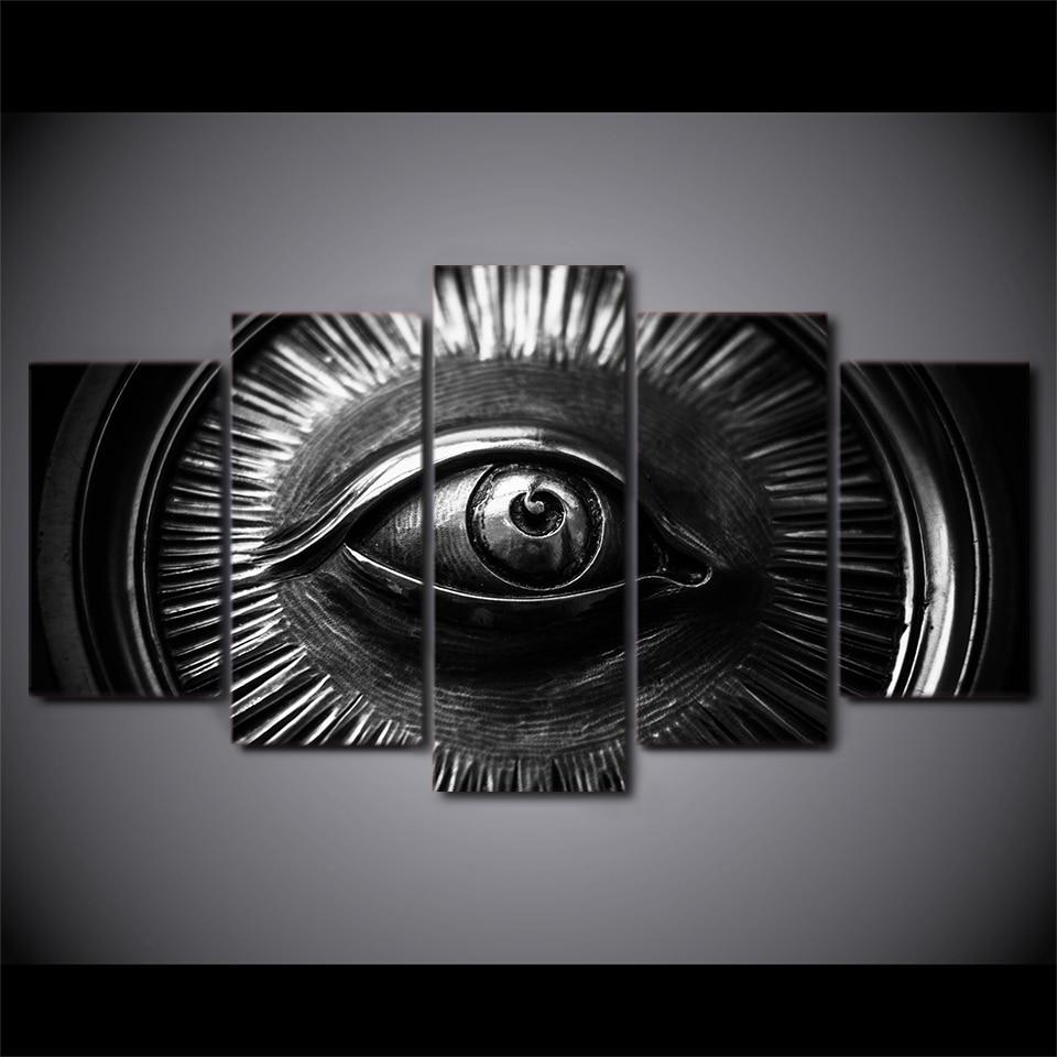 eye in car wheel abstract 5 panel canvas art wall decor 2104