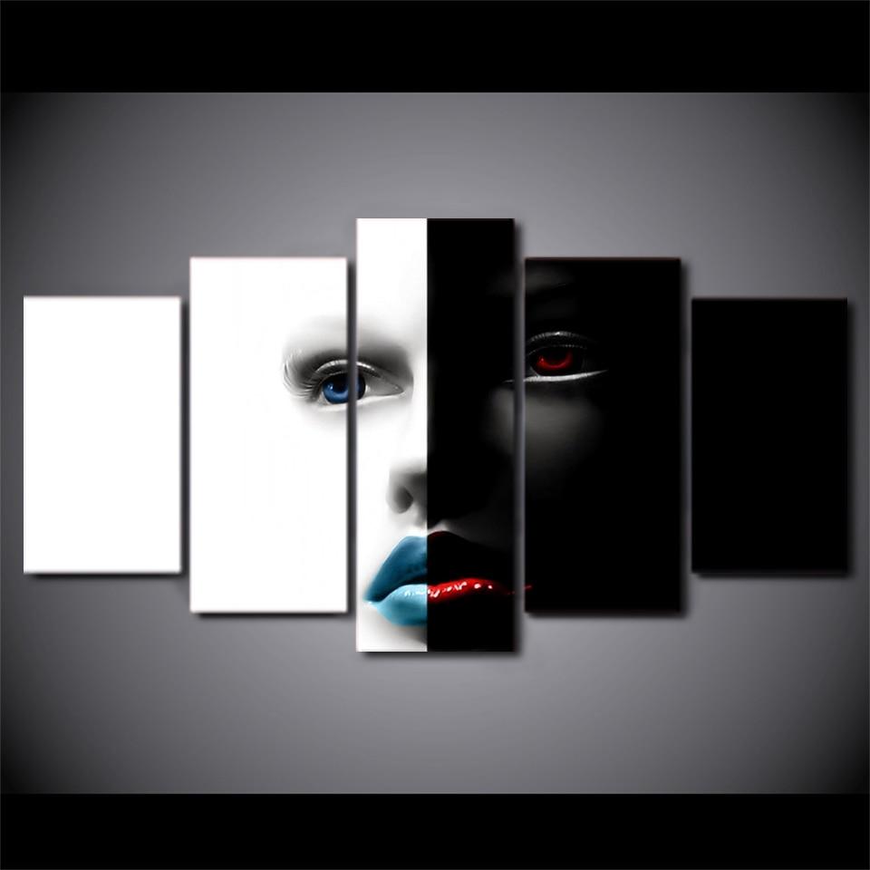 face 01 abstract 5 panel canvas art wall decor 3856