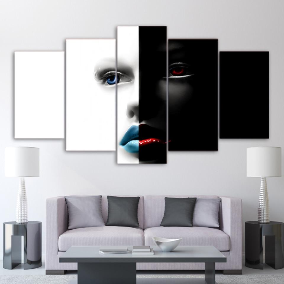 face 01 abstract 5 panel canvas art wall decor 6602