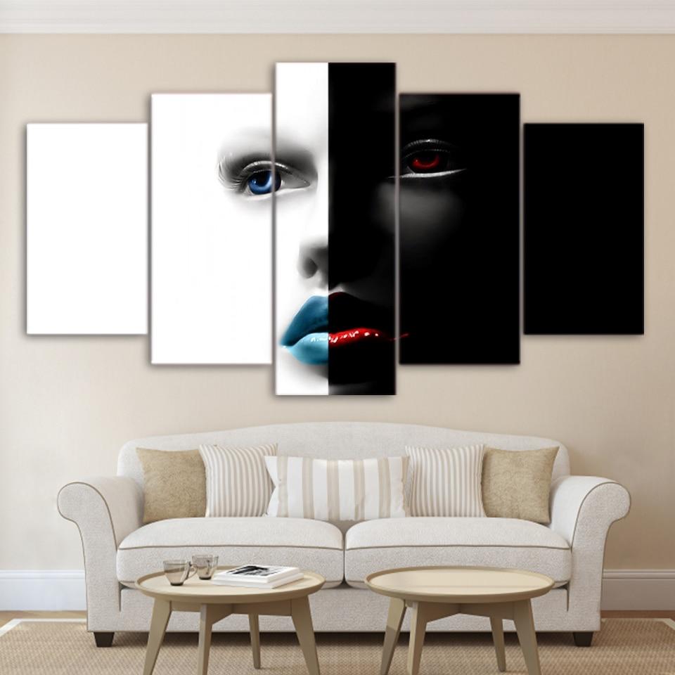 face 01 abstract 5 panel canvas art wall decor 8960