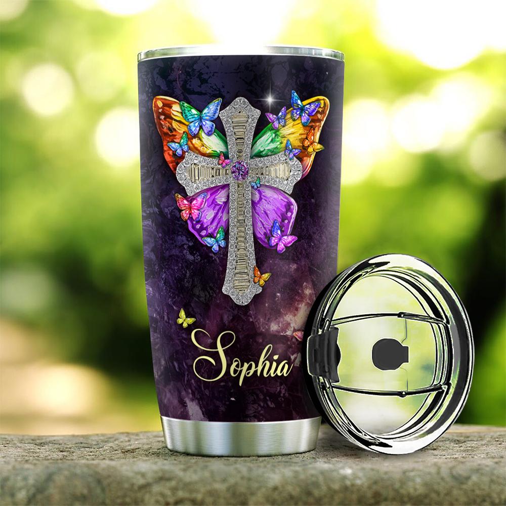 Faith Butterfly Jewelry Style Personalized Stainless Steel Tumbler faith butterfly jewelry style personalized stainless steel tumbler 5028