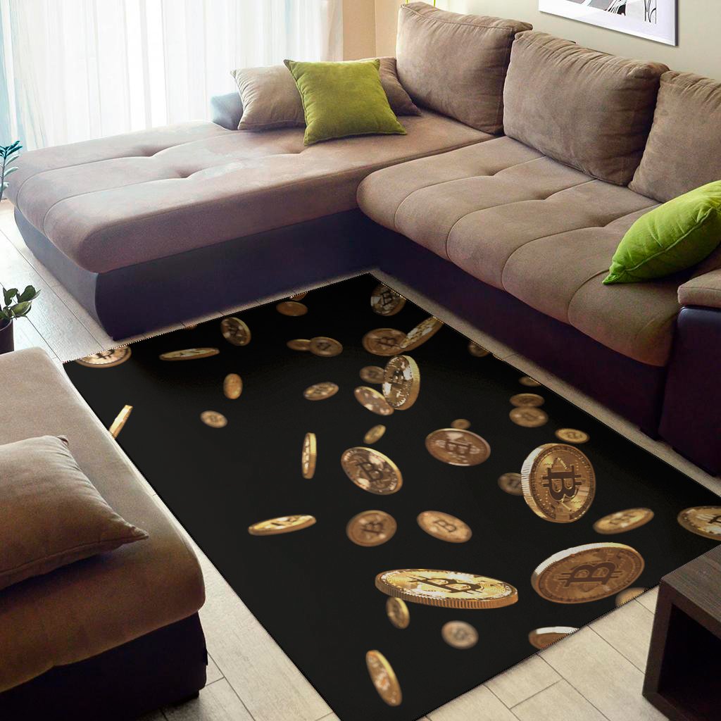 falling bitcoin print area rug floor decor 2433