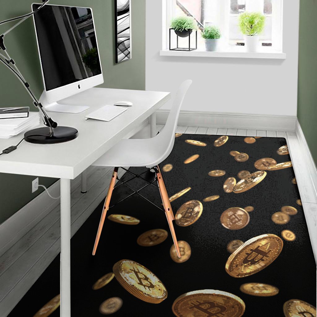 falling bitcoin print area rug floor decor 3218