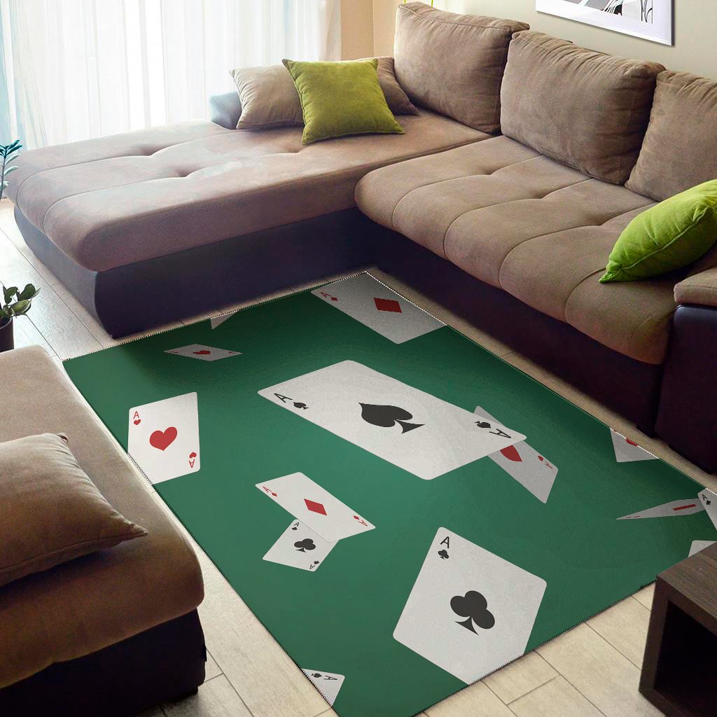 falling poker cards print area rug floor decor 2666