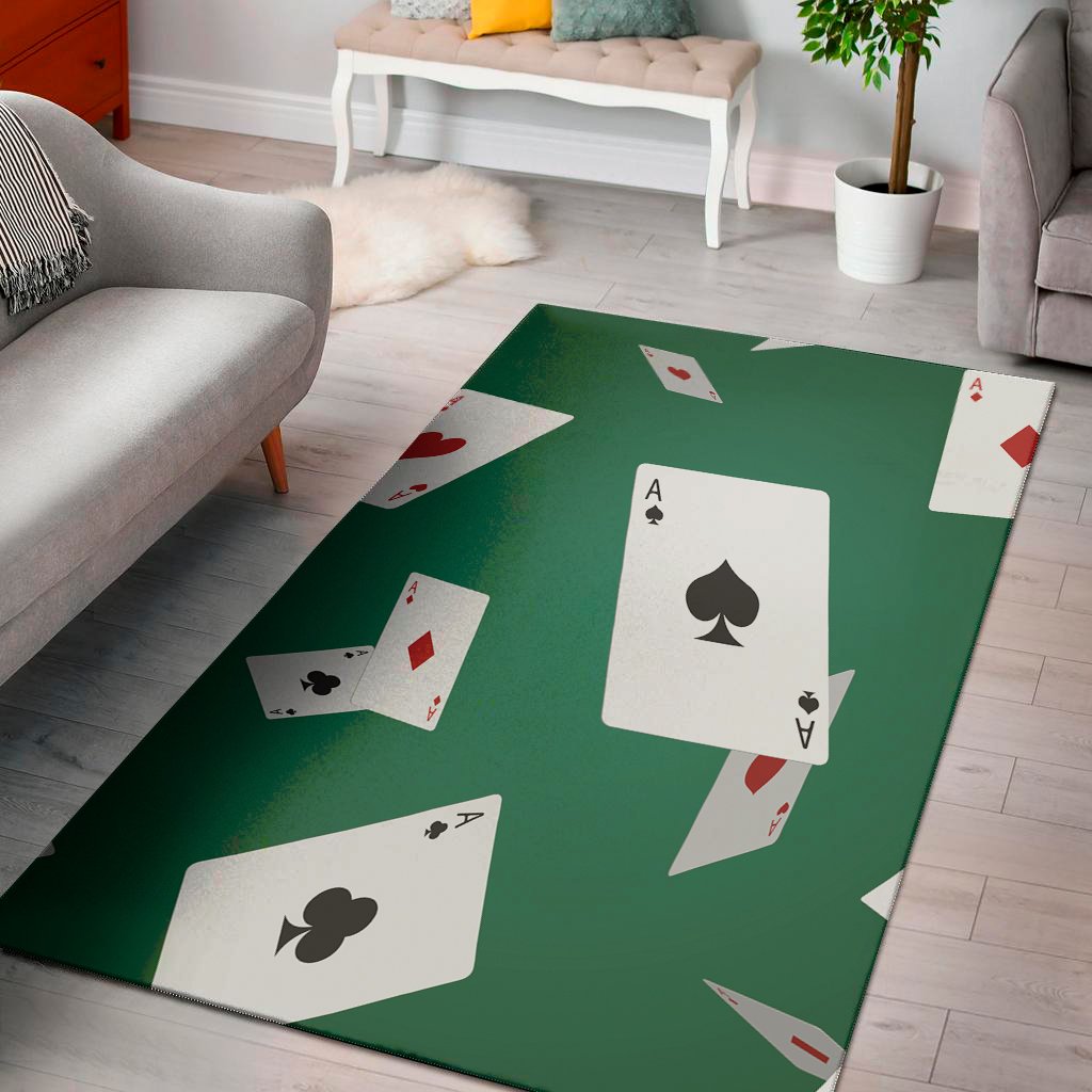 falling poker cards print area rug floor decor 3373