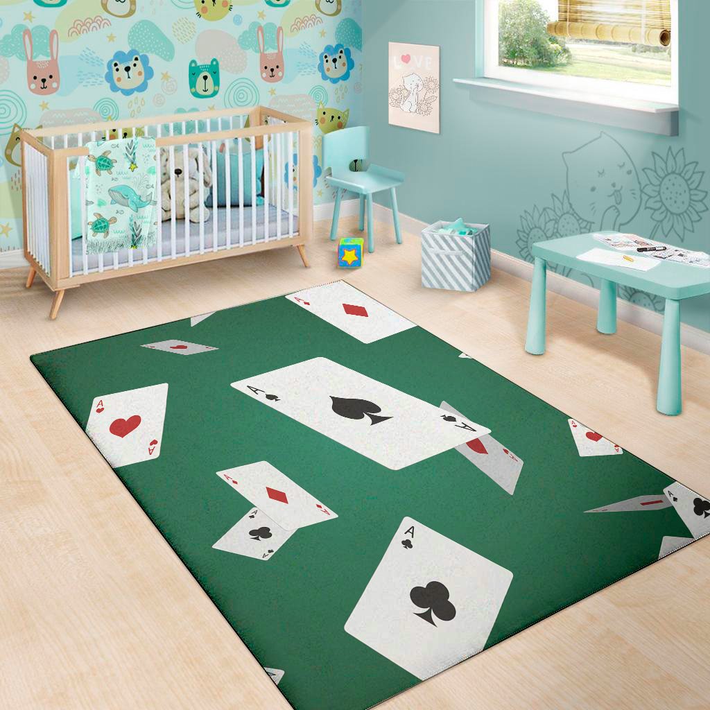 falling poker cards print area rug floor decor 8175