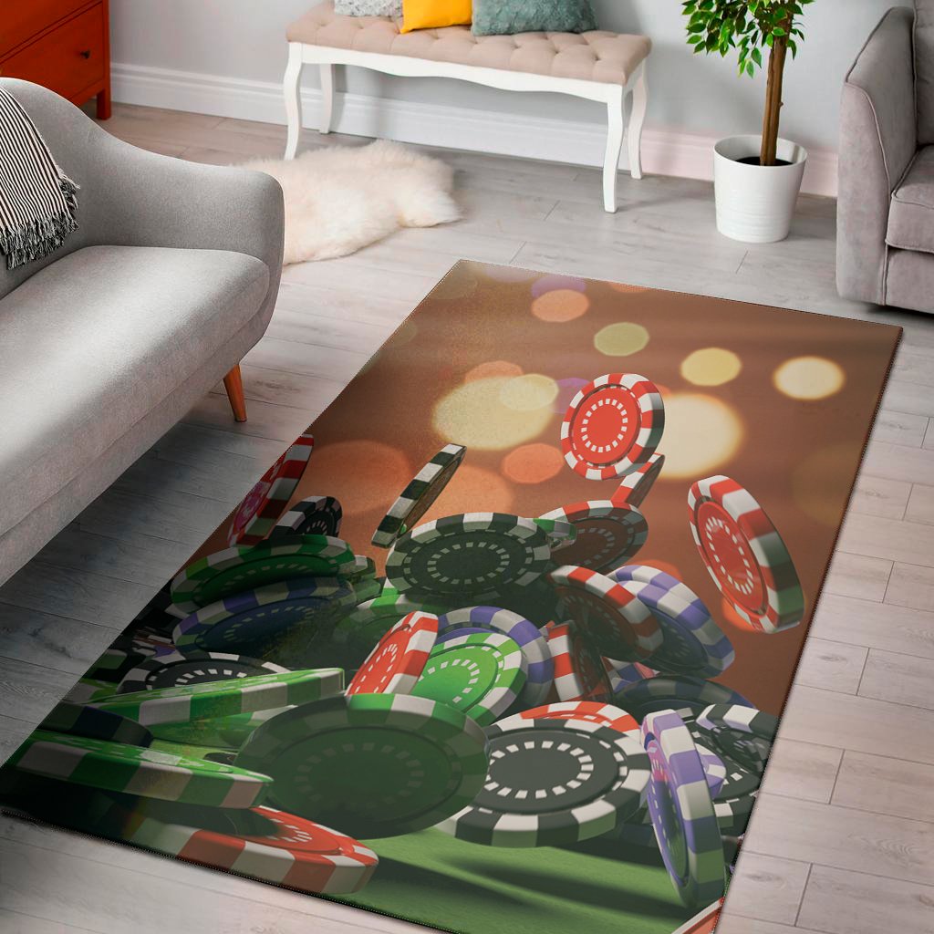 Falling Poker Chips Print Area Rug Floor Decor falling poker chips print area rug floor decor 4668