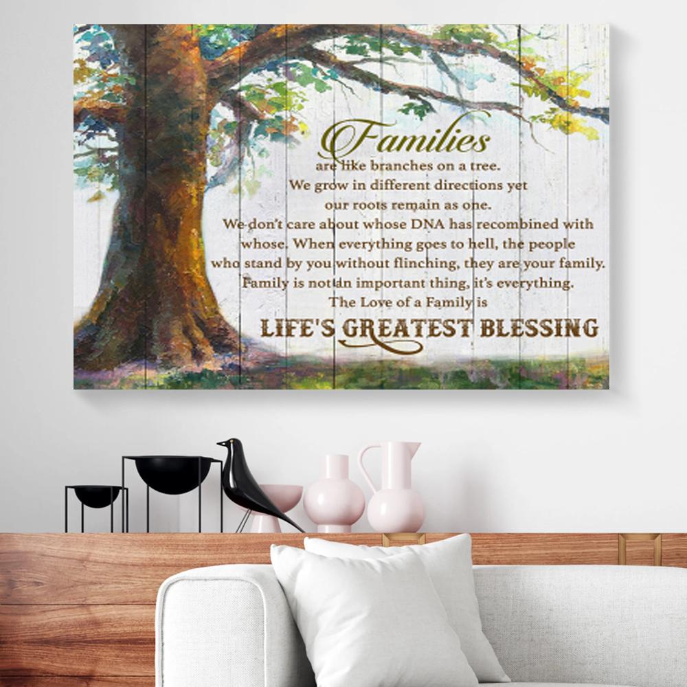 families are like branches on a tree canvas prints wall art decor 6102