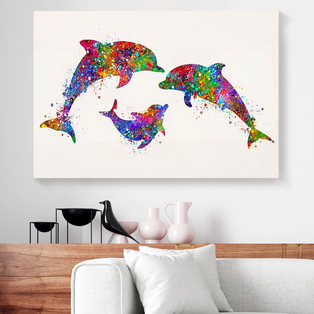 Family Dolphin Canvas Prints - Wall Art Decor family dolphin canvas prints wall art decor 5671