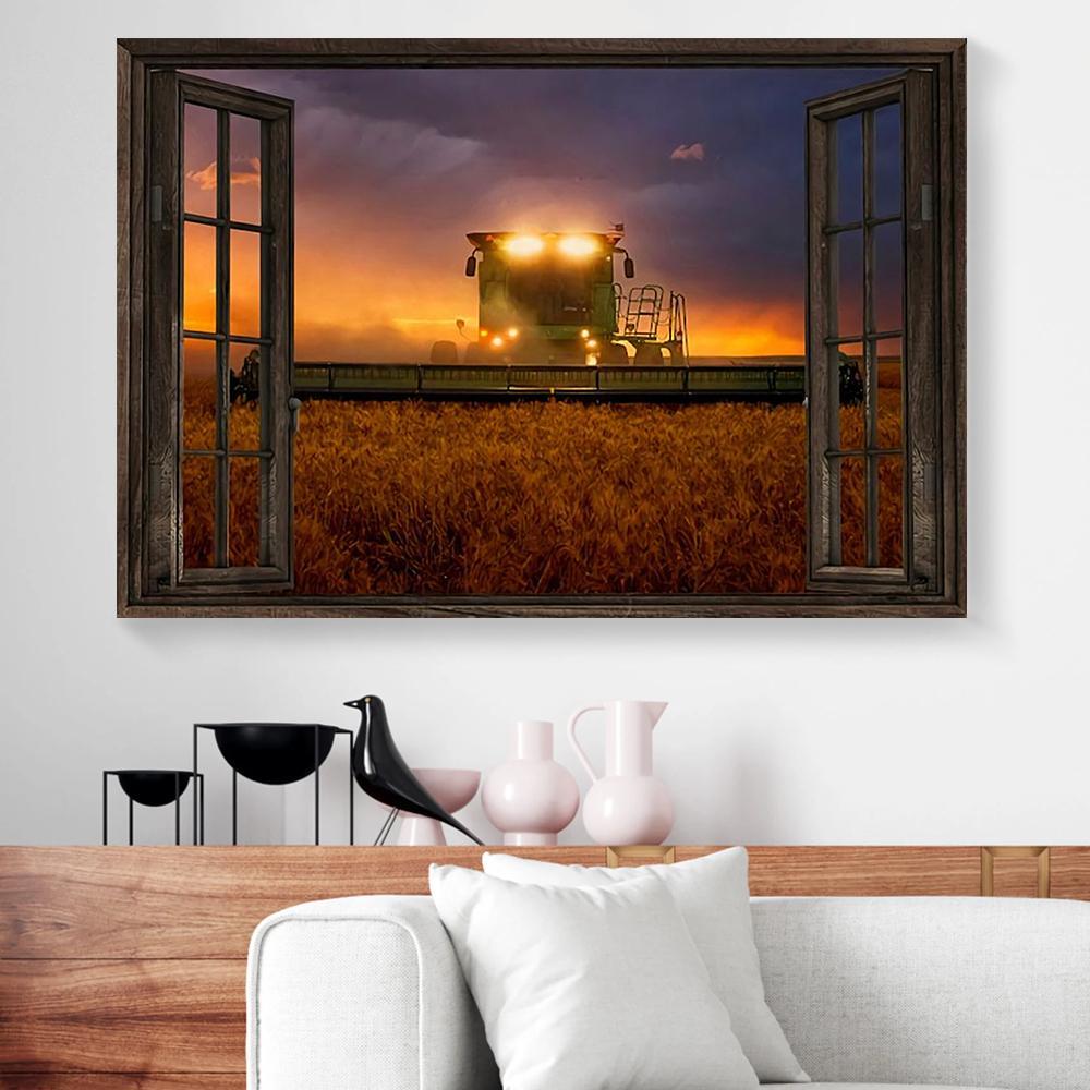 farmer window view canvas prints wall art decor 5089