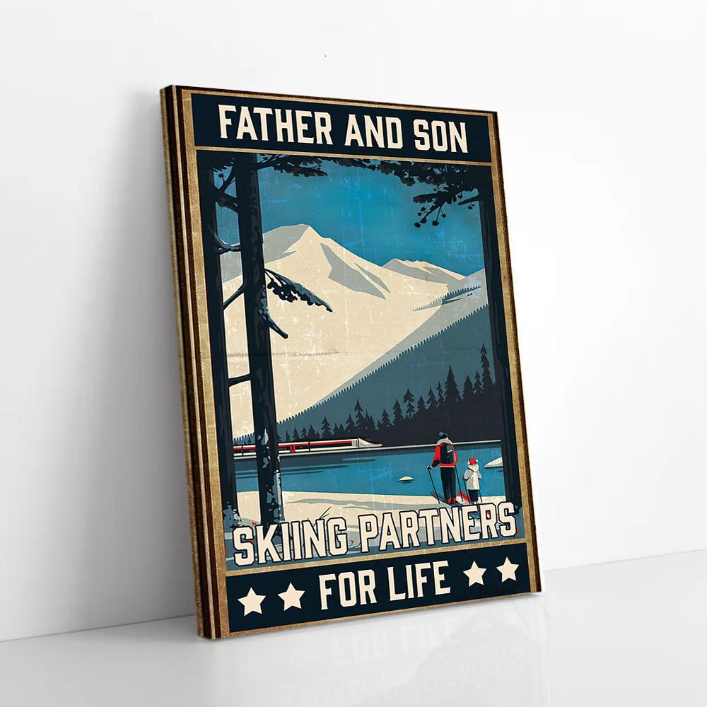 father and son skiing canvas prints wall art decor 7548