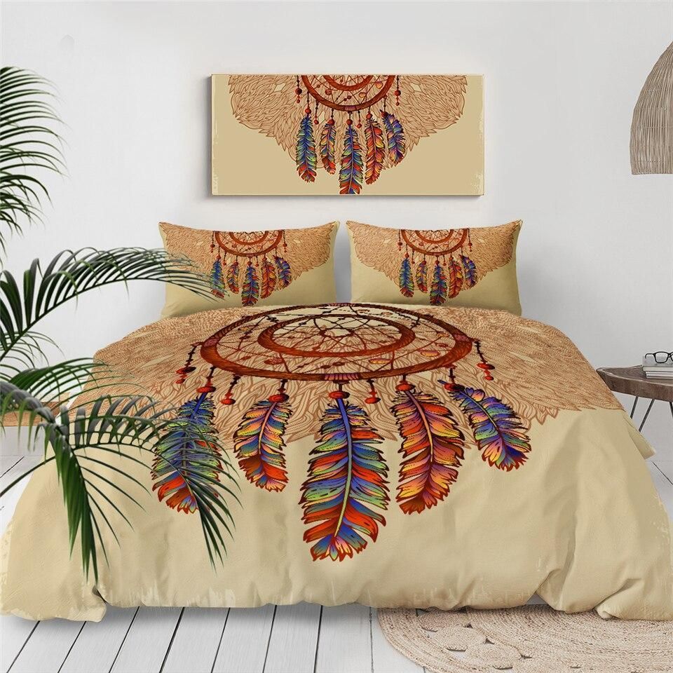 Feathers Gemstones Dreamcatcher Duvet Cover Bedding Set feathers gemstones dreamcatcher duvet cover bedding set 5915